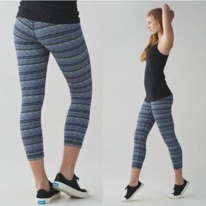 Lululemon Wunder Under Crop Legging 4 Space Dye Twist Sapphire Blue High Rise